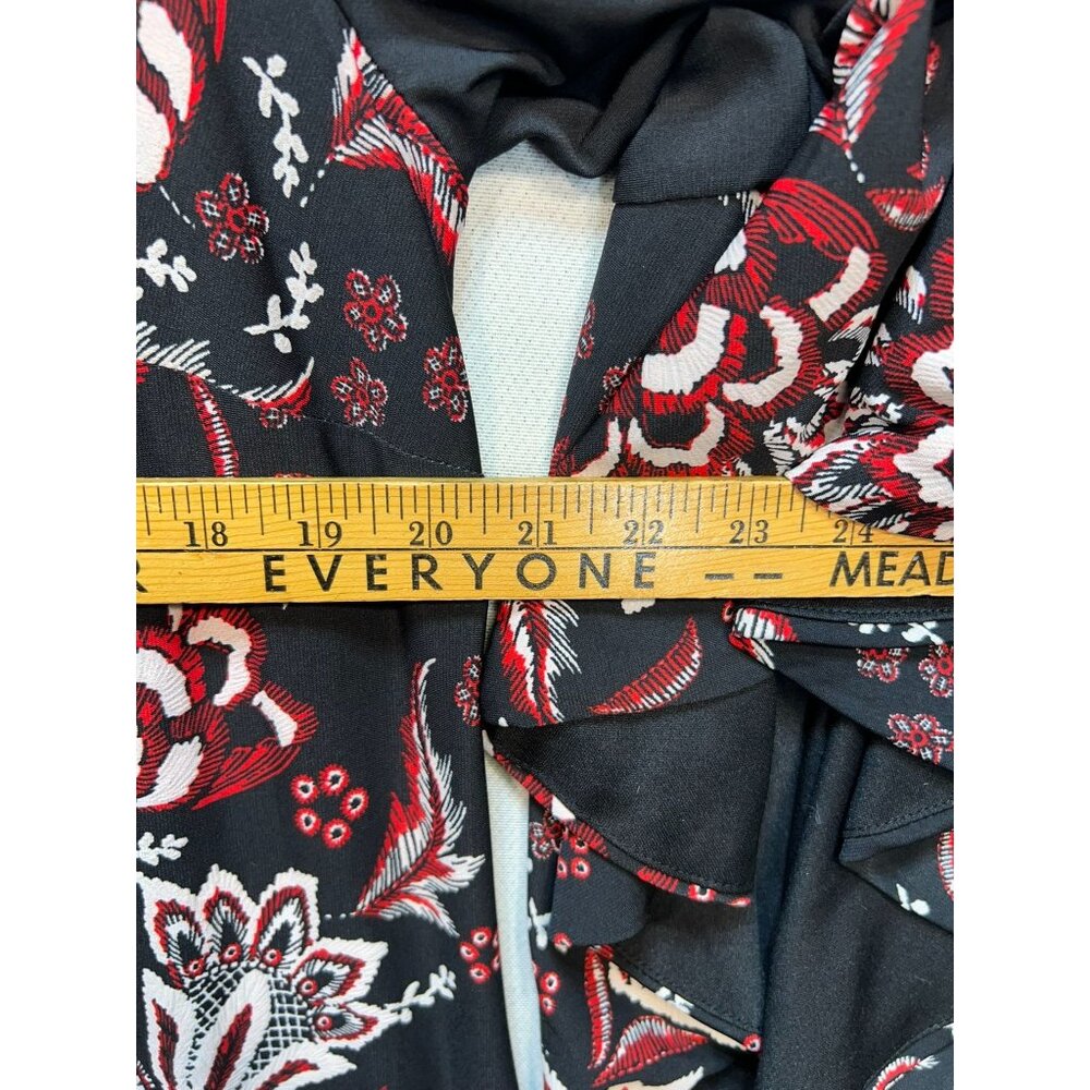 Roz & Ali Womens Floral Shift Dress Size 1X Black Bell Sleeve Dress Pullover Y2K - Picture 8 of 12